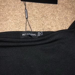 black choker detail bardot bodycon dress